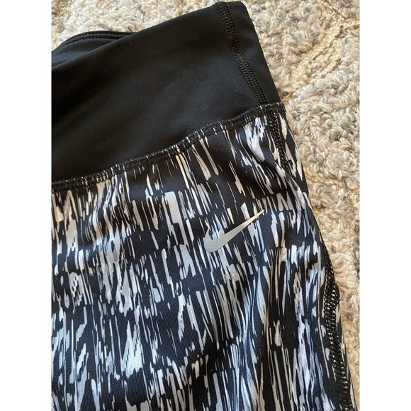 Nike Dri-Fit Power Racer Crop Running Athletic Leggings Women's Large Black - Picture 2 of 7